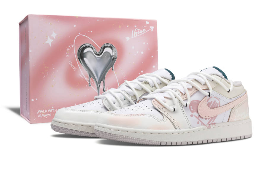 Jordan Jordan Air Jordan 1 Sugar Heart Angel Box Slip Resistant Abrasion Resistant Slip Resistant Abrasion Resistant Low top