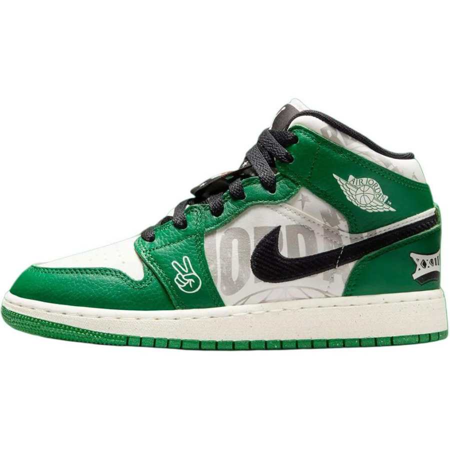 Jordan Jordan Air Jordan 1 Mid top Basketball Shoes Green Unisex