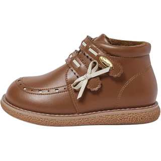 Snoffy Soft Sole Princess, Sweet Style Bowknot, Thermal Fleece Lined Low Shaft Kids' Boots Brown Kids'