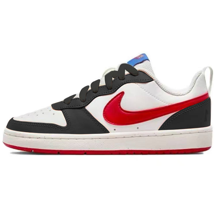 Nike Nike Court Borough 2 Obsidian Slip Resistant Abrasion Resistant Low top Kids' Skateboarding Shoes Black White Red
