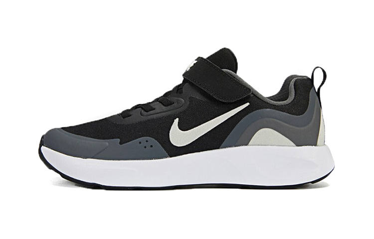 Nike Nike Wearallday Abrasion Resistant Breathable Low top Kids' Running Shoes Black White Gray Children Aged 3 7 Years Old