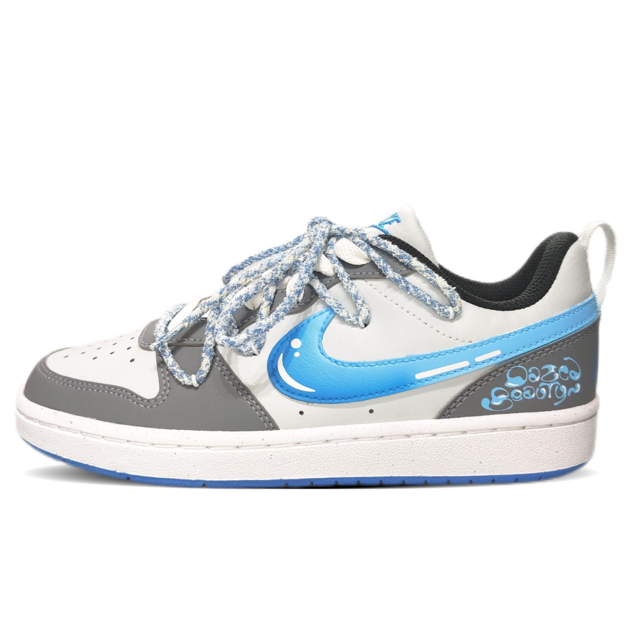Nike Nike Court Borough Slip Resistant Cushioning Breathable Low top Kids' Skateboarding Shoes Gray Blue Teenagers