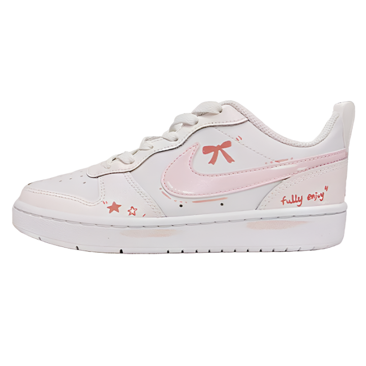 Nike Nike Court Borough Pink Butterfly Wish Leather Low top Kids' Skateboarding Shoes Light Pink Unisex