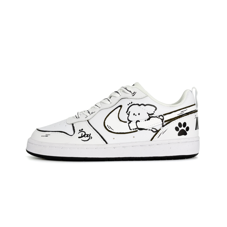 Nike Nike Court Borough Line Dog Slip Resistant Abrasion Resistant Kids' Skateboarding Shoes White Teenagers