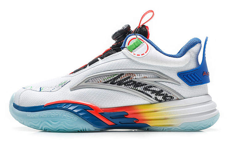 Antakids Ni Lin 2.0 Comfortable Slip Resistant Cushioning Abrasion Resistant Low top Basketball Shoes White Black Blue