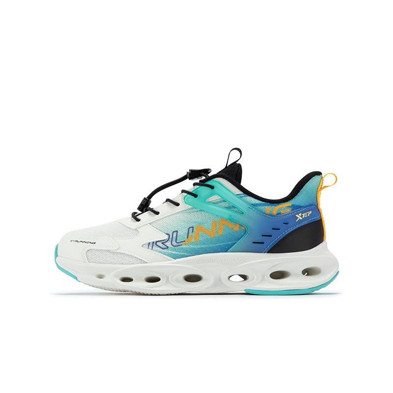 XTEP Cushioning Spin Abrasion Resistant Rebound Breathable Low top Kids' Running Shoes Sail White Aurora Green Kids'