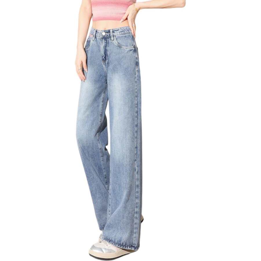 Tonlion Jeans Women's Light Blue Moderate Wide Leg Pants