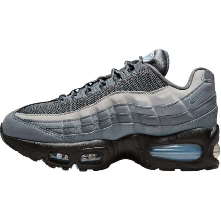 Nike Nike Air Max 95 Mesh Abrasion Resistant Abrasion Resistant Low top Kids' Running Shoes Cool Gray/Psychedelic Blue Kids'