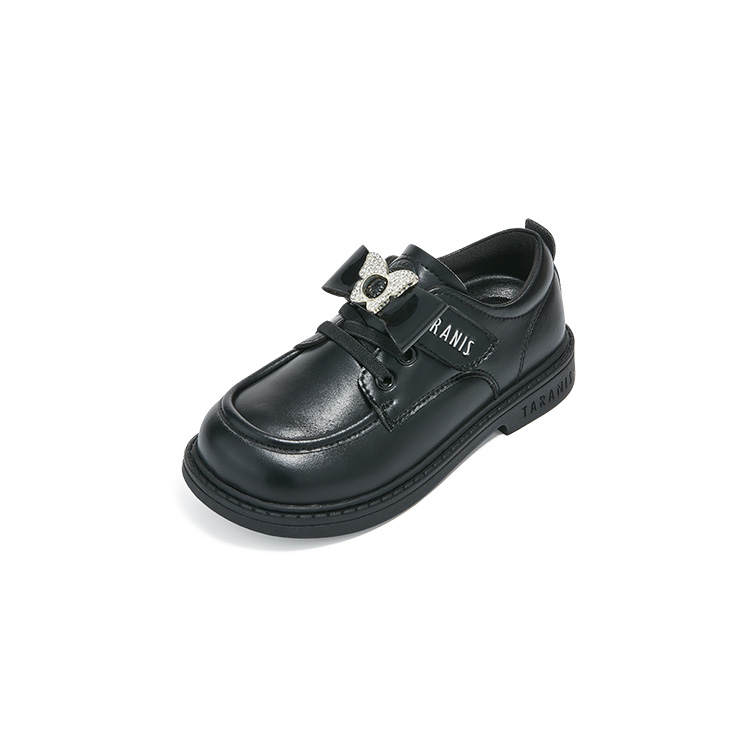 TARANISMETA Kids' Leather Shoes Black Children Aged 3 7 Years Old