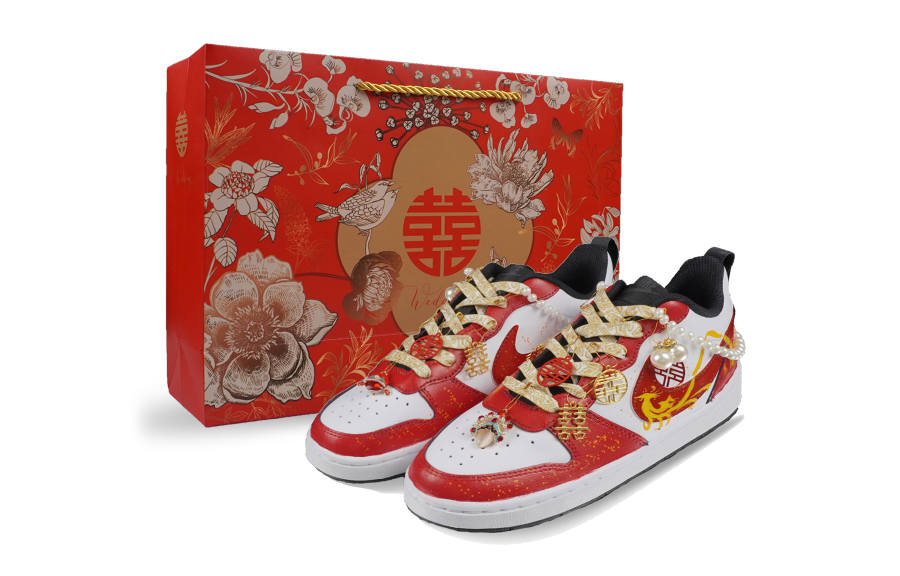 Nike Nike Court Borough Slip Resistant Abrasion Resistant Low top Kids' Skateboarding Shoes Red Teenagers