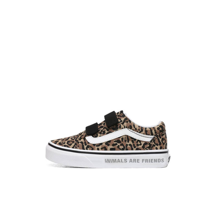 Vans Old Skool V Low top Kids' Skateboarding Shoes Leopard Print Children Aged 3 7 Years Old