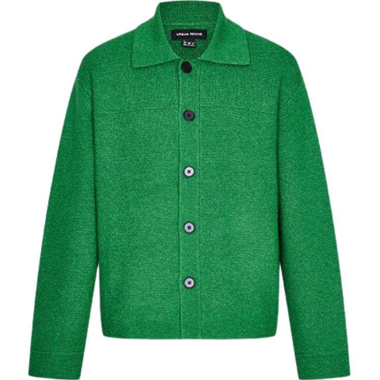 URBAN REVIVO Knitwear Men's Teal Lapel Moderate Other