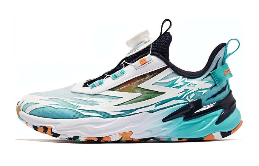 QIAODAN Slip Resistant Abrasion Resistant Slip Resistant Abrasion Resistant Low top Kids' Running Shoes White Green