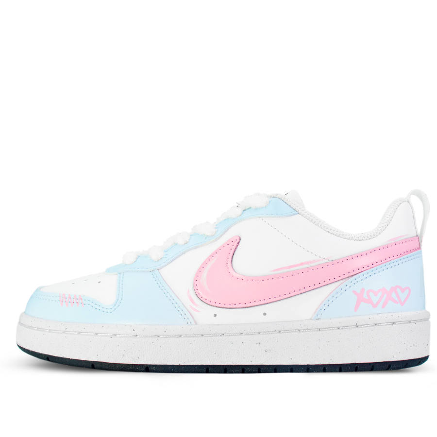 Nike Nike Court Borough Maris Sal Love Heart Breathable Low top Kids' Skateboarding Shoes Blue Pink Teenagers