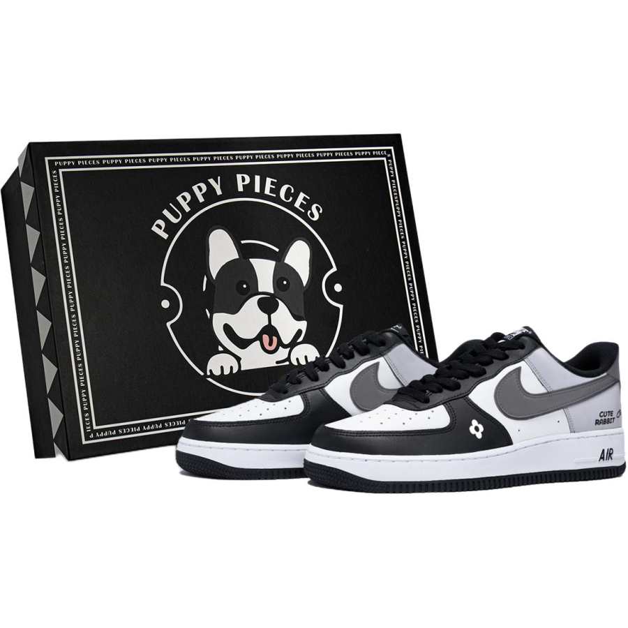 Nike Nike Air Force 1 Puppy Fragment, Special Shoe Box Leather Low top Kids' Skateboarding Shoes White Teenagers