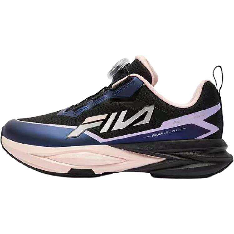 FILA KIDS BOA Slip Resistant Abrasion Resistant Low top Kids' Running Shoes Black Purple Teenagers