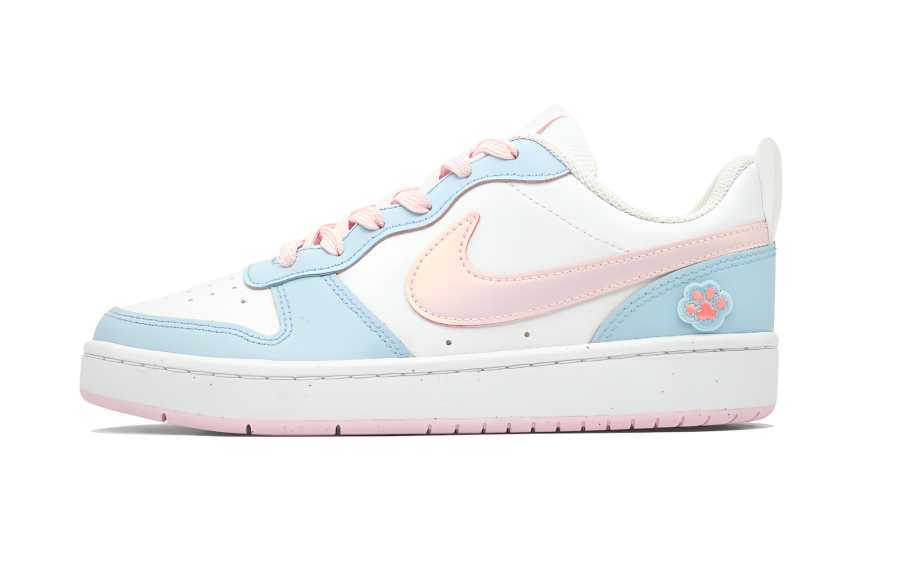 Nike Nike Court Borough Sky Whispers Leather Slip Resistant Abrasion Resistant Low top Kids' Skateboarding Shoes Blue Pink