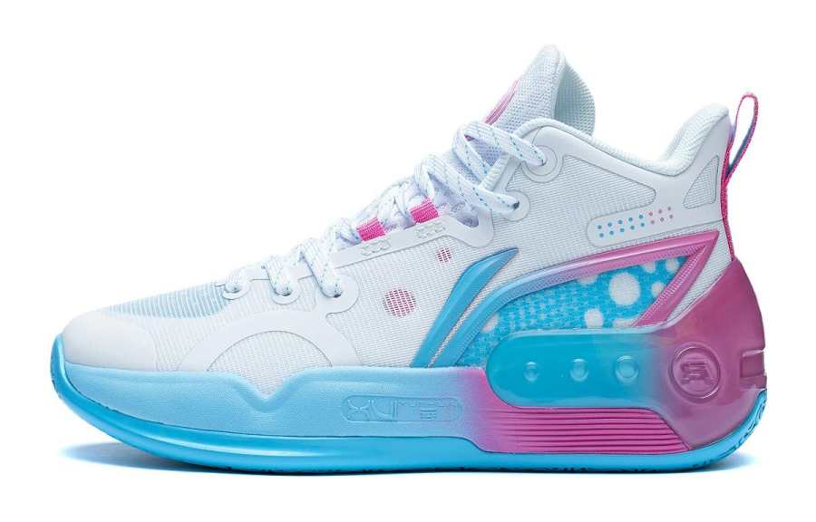 Li-Ning YOUNG Li Ning YOUNG Synthetic Leather Abrasion Resistant Breathable Mid top Basketball Shoes White Unisex