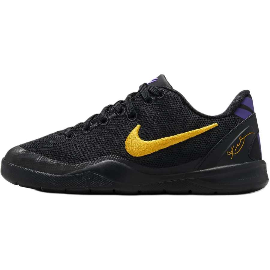 Nike Nike Kobe 8 Protro 'Lakers Away' Slip Resistant Low top Children's Basketball Shoes Black Purple Yellow