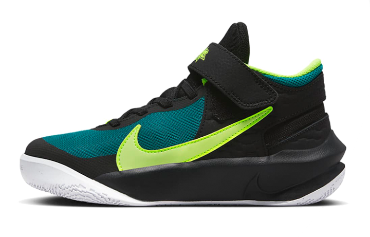 Nike Nike Team Hustle D 10 Flyease Slip Resistant Cushioning Abrasion Resistant Mid top Basketball Shoes Green Black Unisex