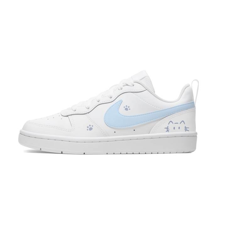Nike Nike Court Borough Mi Blue Slip Resistant Abrasion Resistant Cushioning Low top Kids' Skateboarding Shoes Blue White