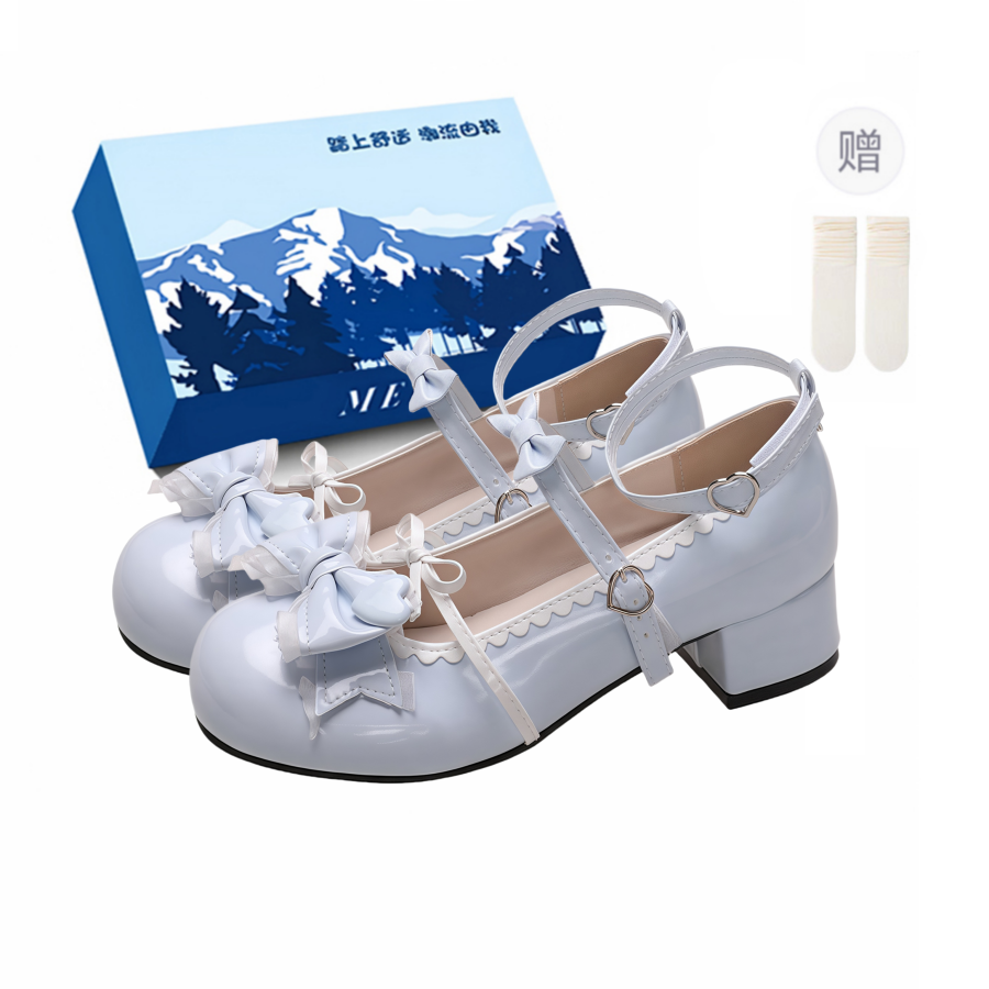 XIAOLUMILI Pu Chunky Heel Mary Jane Shoes Women's