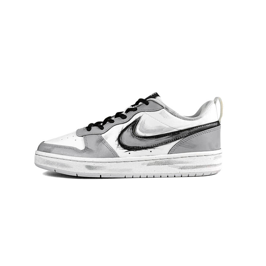 Nike Nike Court Borough Pen Edge Shadow Leather Abrasion Resistant Breathable Low top Kids' Skateboarding Shoes White