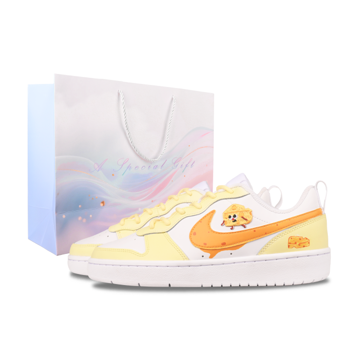 Nike Nike Court Borough Custard Cheese Delight Leather Low top Kids' Skateboarding Shoes Light Yellow Unisex