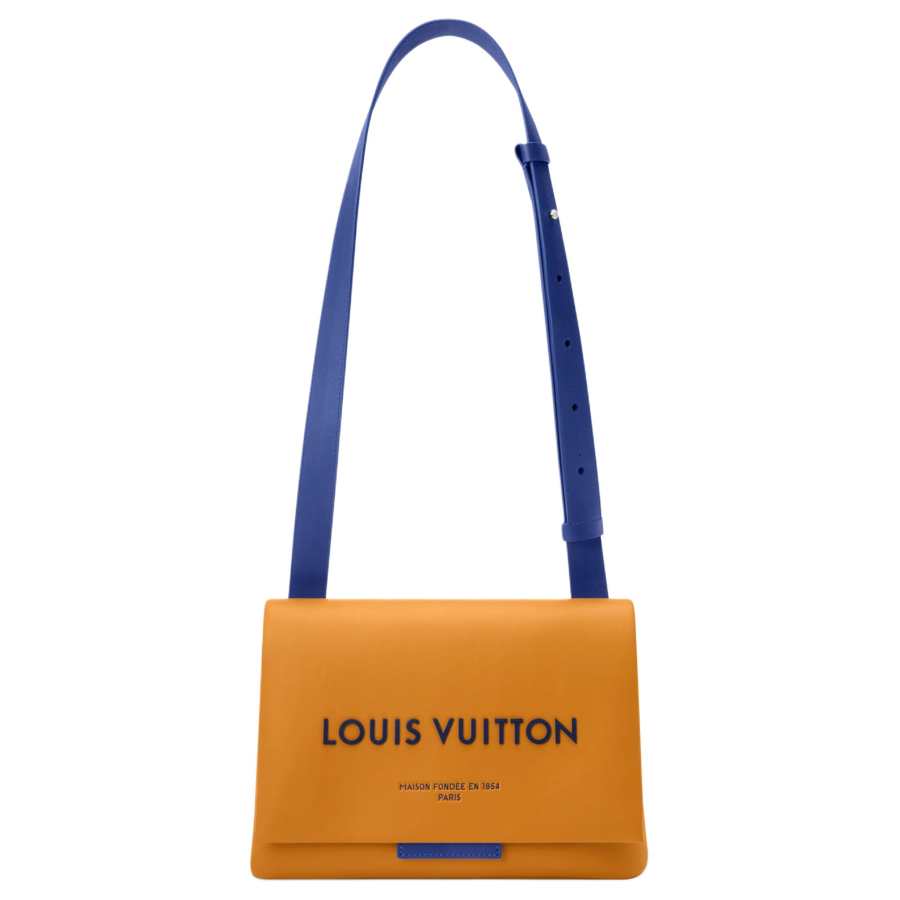 LOUIS VUITTON Cow Leather Messenger Bag, Shoulder Bag, Crossbody Bag Men's Orange & Blue