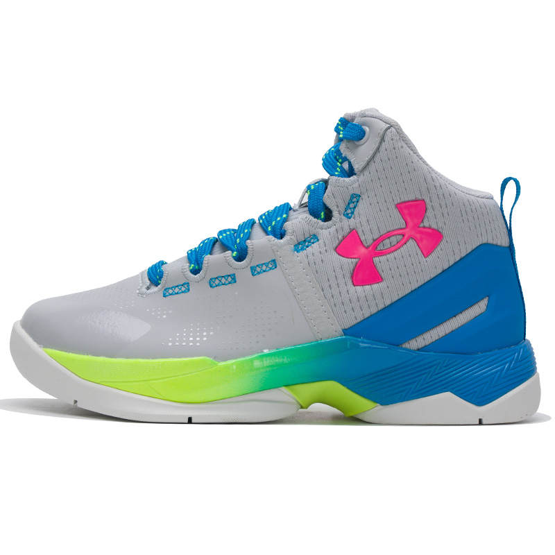 Under Armour Curry 2 Slip Resistant Abrasion Resistant Mid top Children's Basketball Shoes Gray