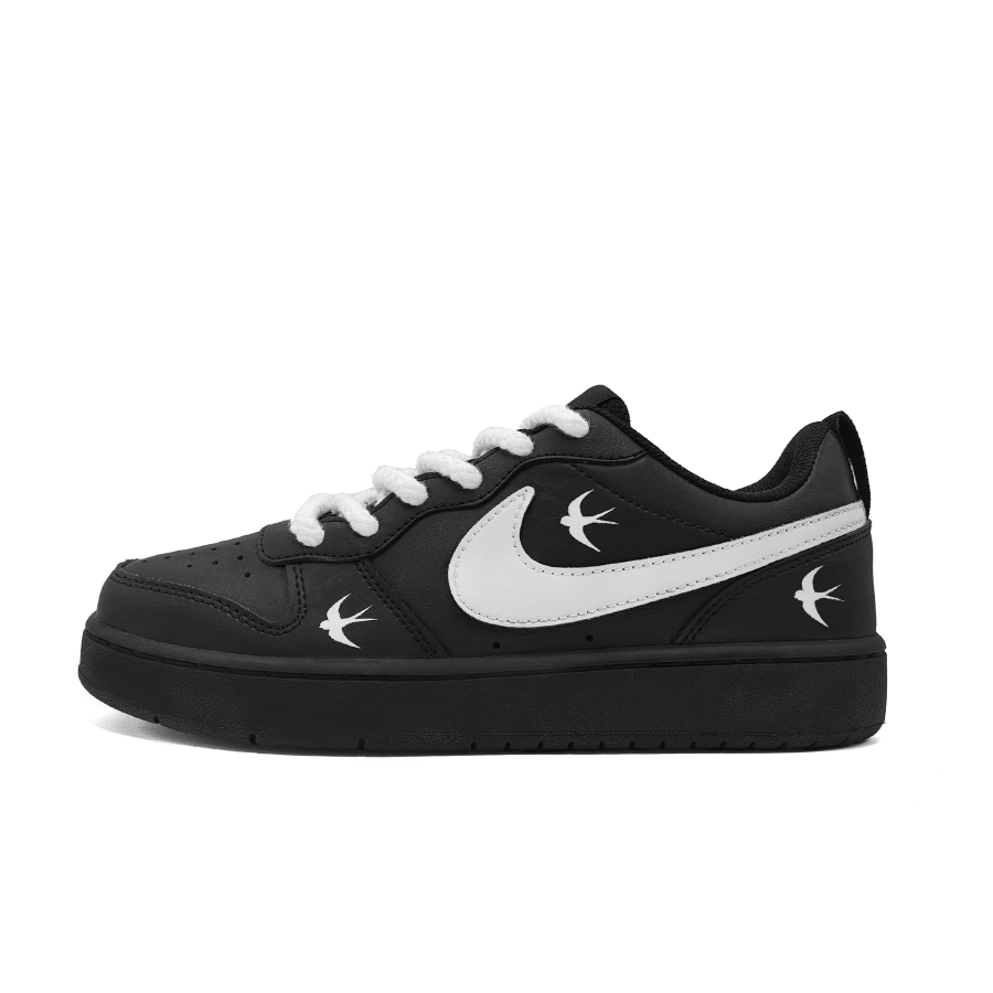 Nike Nike Court Borough Swallow Leather Slip Resistant Abrasion Resistant Low top Skateboard Shoes White Kids'