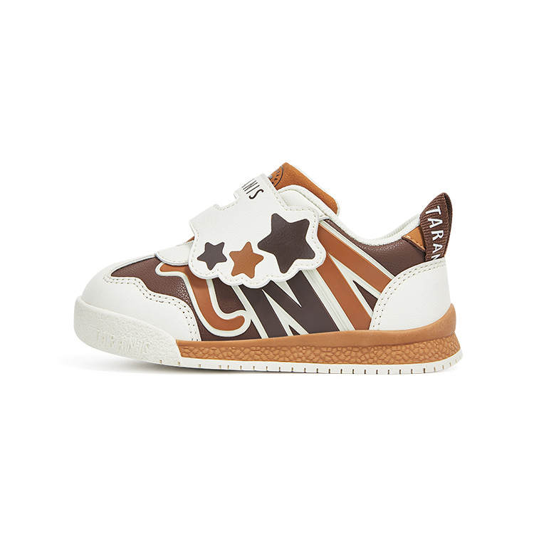 TARANIS Slip Resistant, Abrasion Resistant, Lightweight Cushioning Toddler Shoes White Brown Infant And Toddler