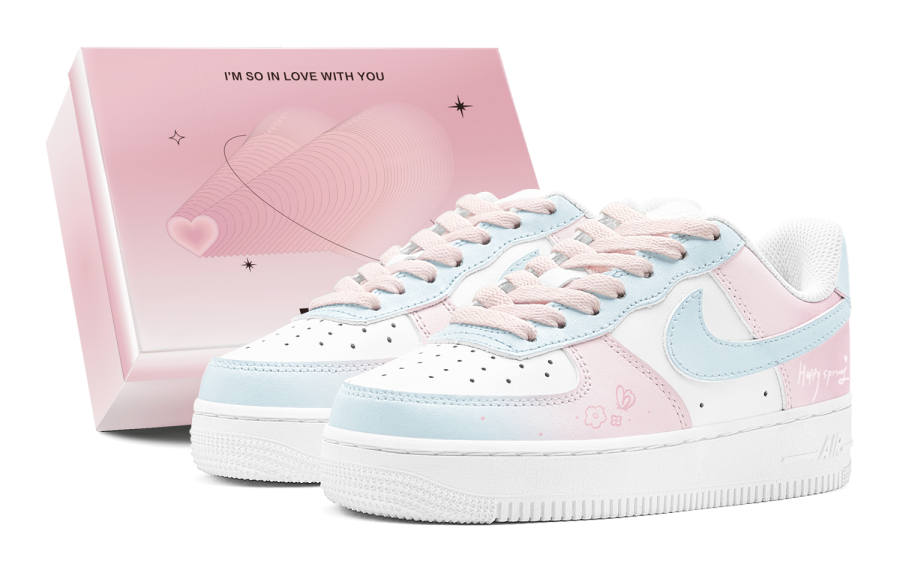 Nike Nike Air Force 1 LE Synthetic Leather Low top Kids' Skateboarding Shoes Pink Teenagers