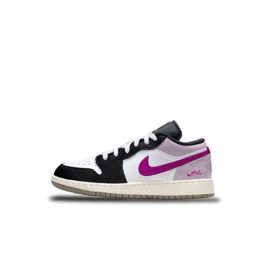 Jordan Jordan Air Jordan 1 Cream Puff Synthetic Leather Slip Resistant Abrasion Resistant Low top Children's Basketball Shoes