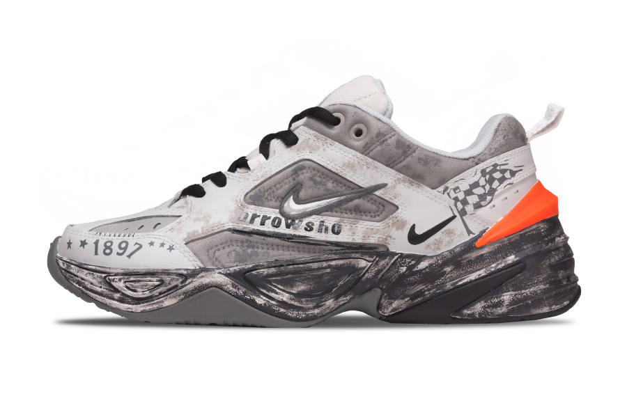 Nike Nike M2K Tekno Flag Cushioning Abrasion Resistant Height Increasing Low top Chunky Sneakers Unisex Black Gray