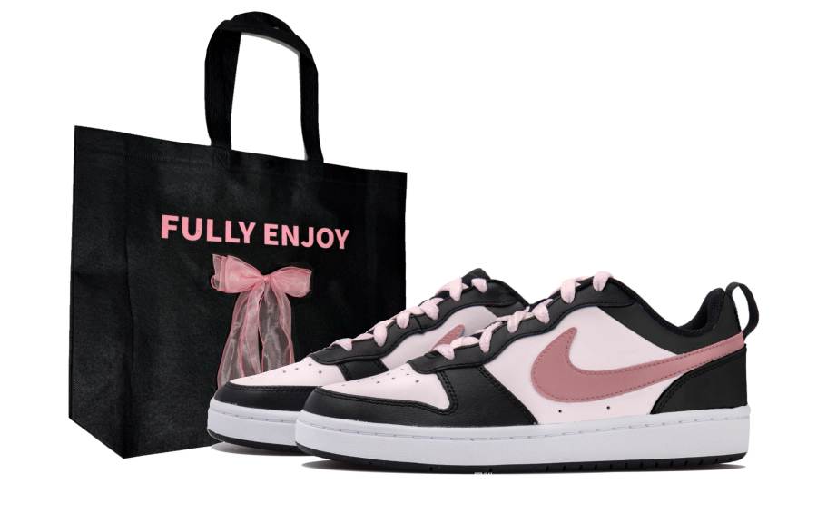 Nike Nike Court Borough Moldy Synthetic Leather Low top Kids' Skateboarding Shoes White Pink Black Teenagers
