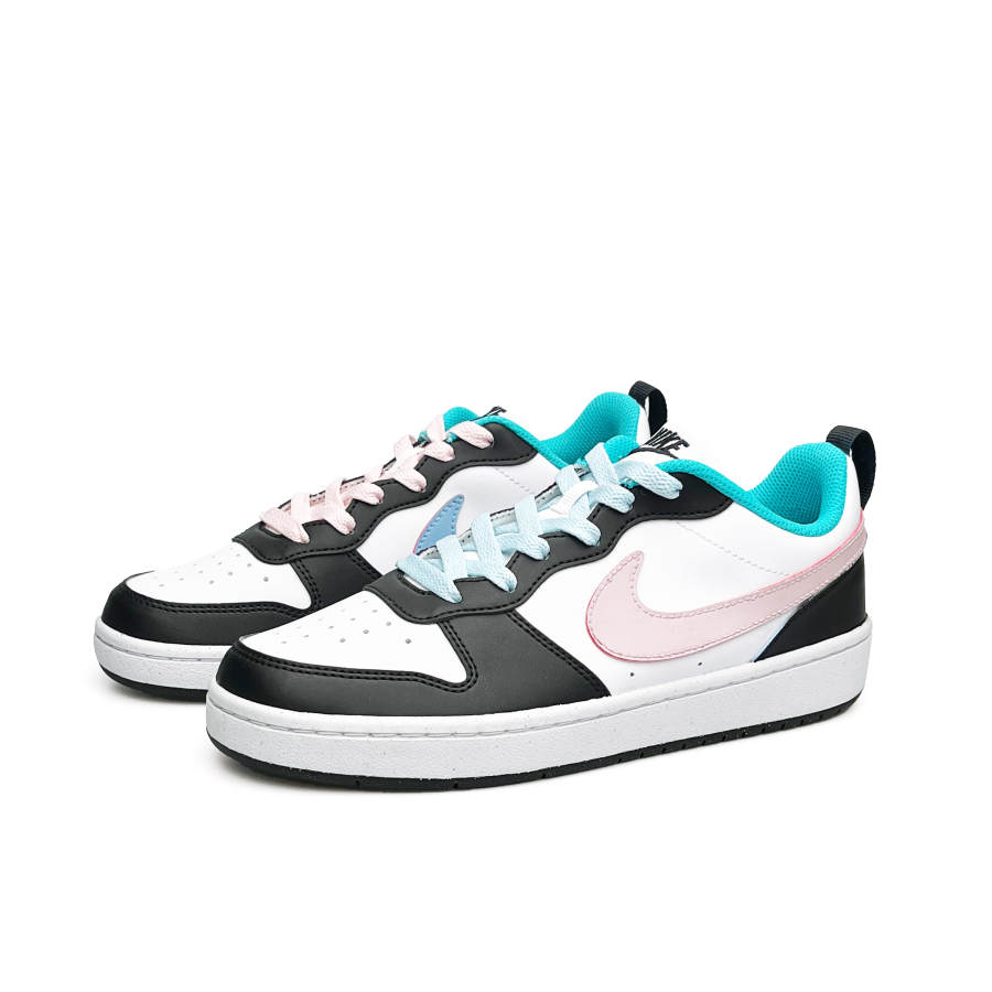 Nike Nike Court Borough Synthetic Leather Breathable Low top Kids' Skateboarding Shoes White Teenagers