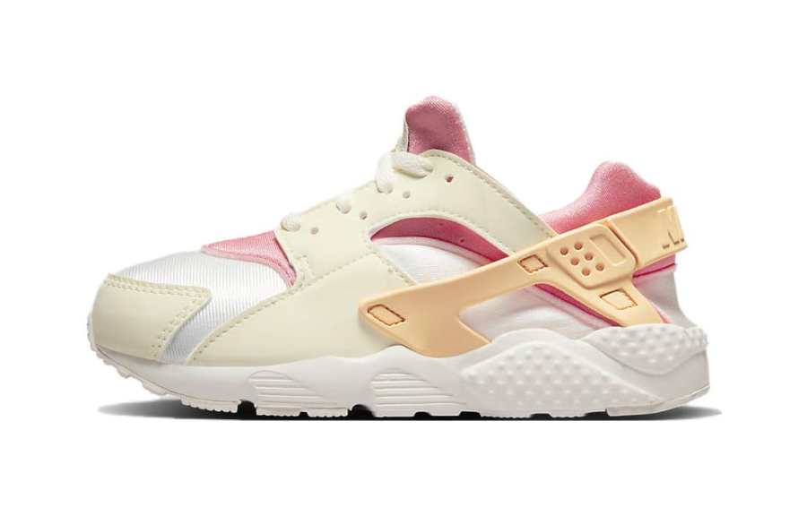 Nike Nike Air Huarache Run PS Slip Resistant Cushioning Low top Kids' Running Shoes Yellow Pink Children Aged 3 7 Years Old