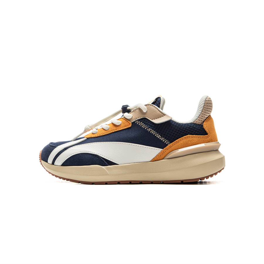 Li-Ning YOUNG Li Ning YOUNG Sports Life Collection Low top Kids Lifestyle Shoes Dark Ship Blue/Ivory/Refining Gold Brown Kids'