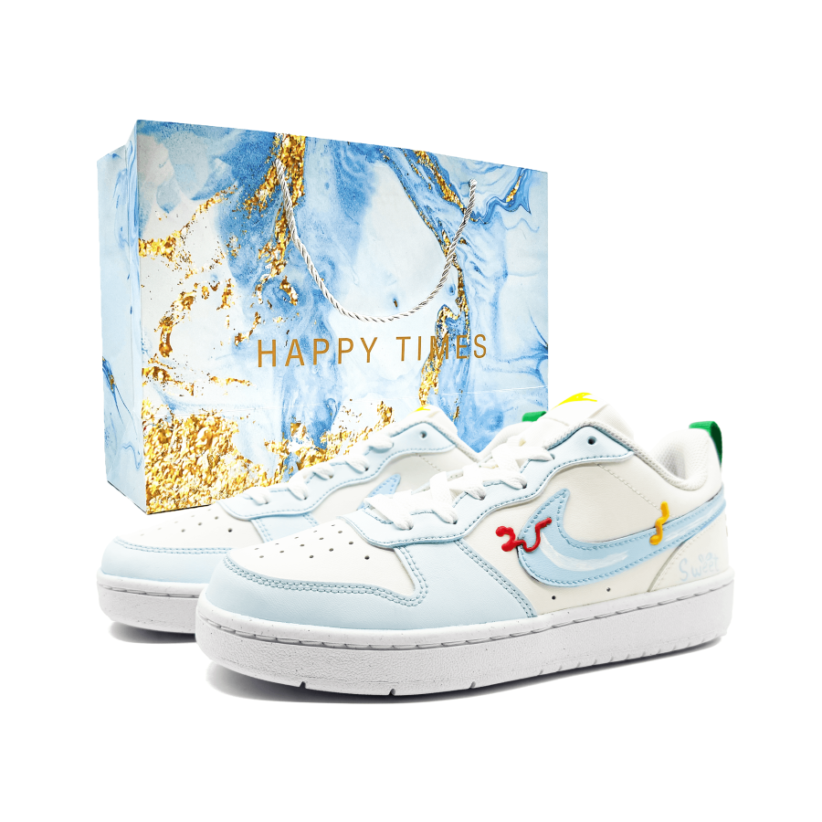 Nike Nike Court Borough Maris Sal Cute Rabbit Slip Resistant Abrasion Resistant Low top Kids' Skateboarding Shoes Blue White