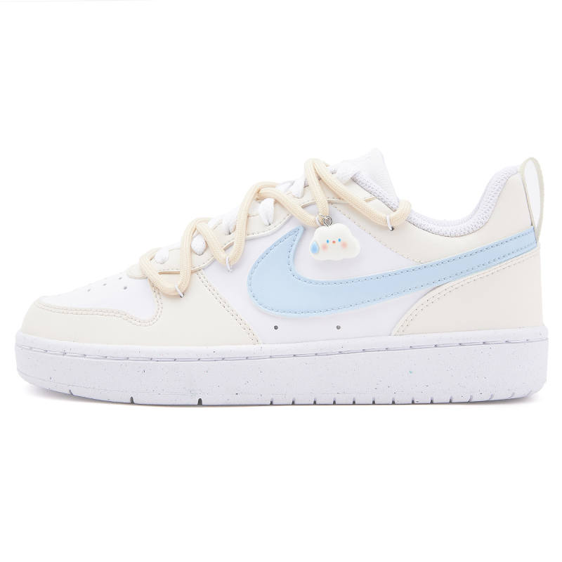 Nike Nike Court Borough Low 2 Leather Low top Kids' Skateboarding Shoes Yellow Blue Teenagers