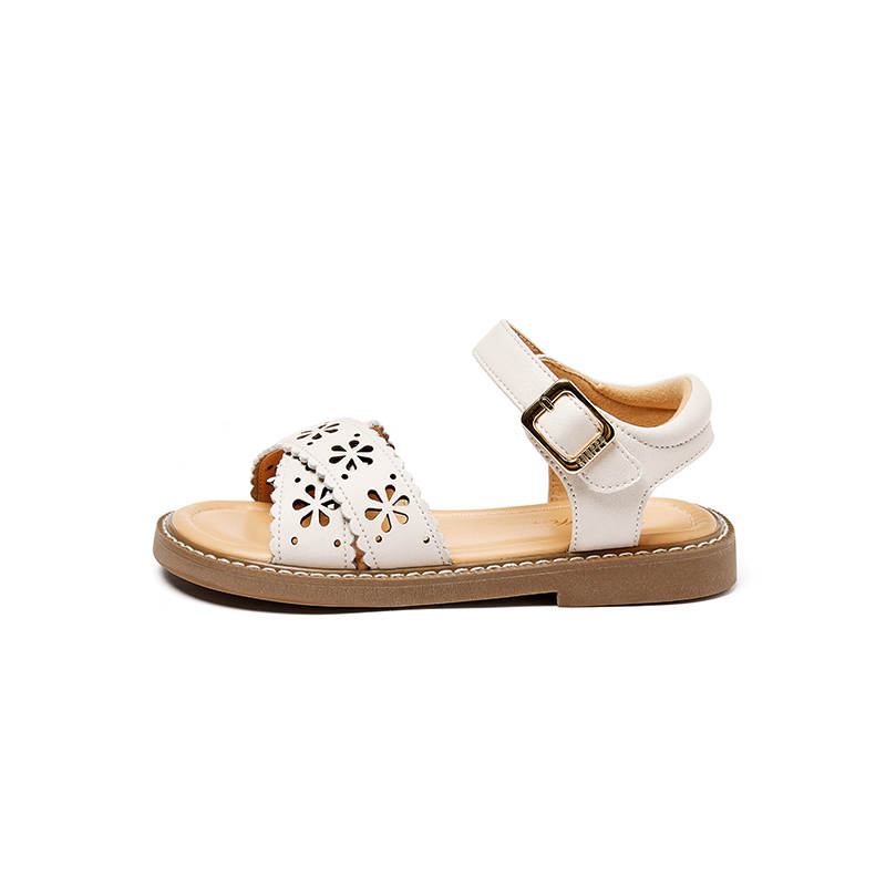 Snoffy Open Toe Soft Sole Shoes Children's Sandals White Brown Kids'