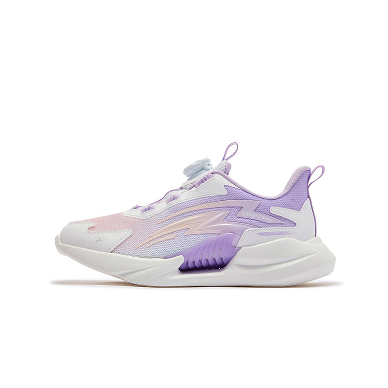 XTEP Slip Resistant Abrasion Resistant Low top Kids' Running Shoes Classic White Peony Purple Kids'