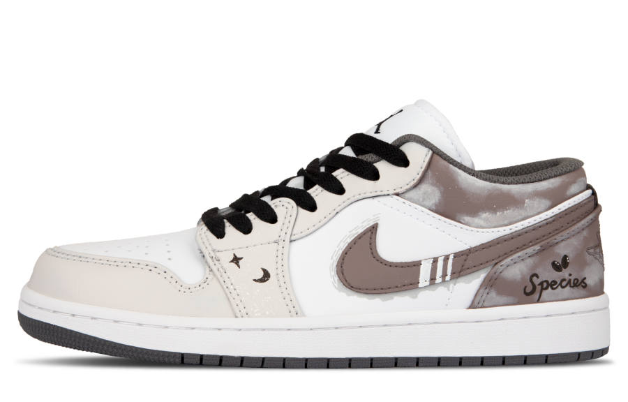 Jordan Jordan Air Jordan 1 Cloud Trail Cushioning Slip Resistant Low top Children's Basketball Shoes Coffee Unisex