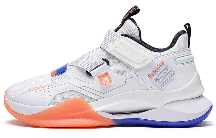 Li-Ning YOUNG Li Ning YOUNG Basketball Letter Support Rebound Low top Basketball Shoes Standard White Teenagers