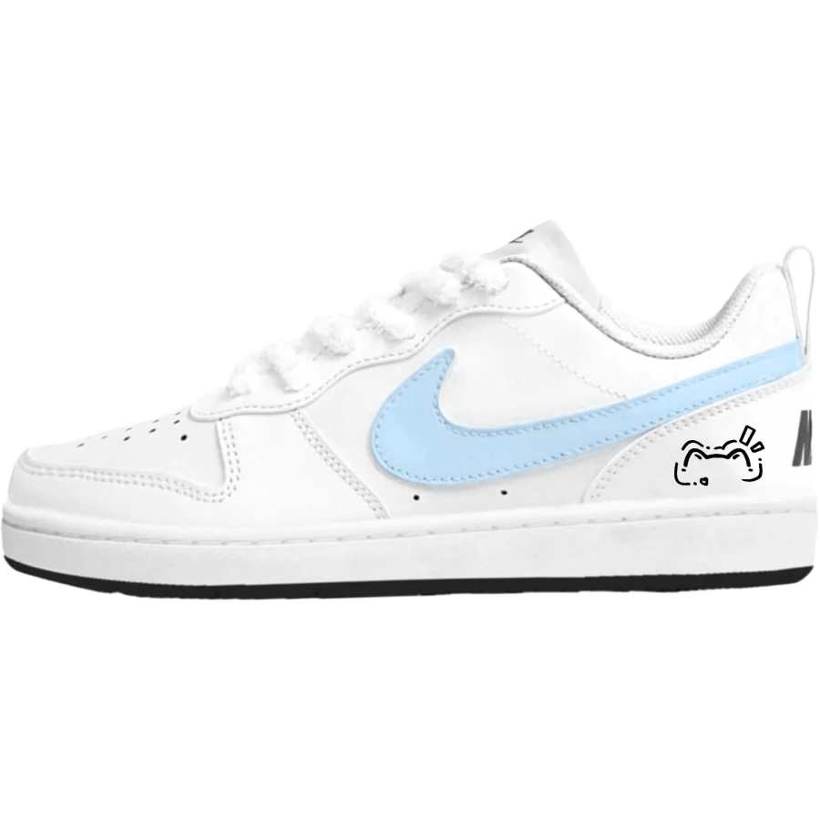 Nike Nike Court Borough Blueberry Boba Sauce Synthetic Leather Lightweight Cushioning Low top Skateboard Shoes Blue Kids'