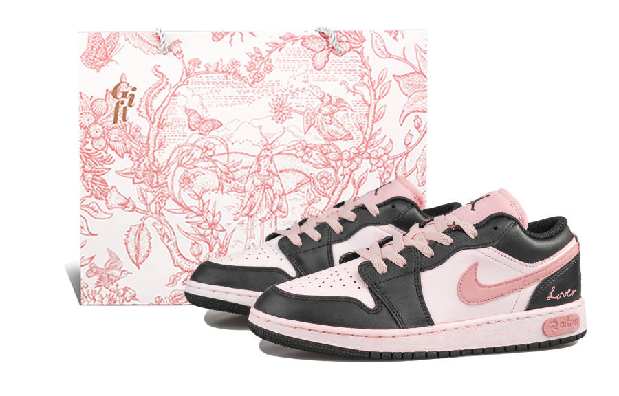 Jordan Jordan Air Jordan 1 RISK Mist Rose Leather Cushioning, Wear Resistant Low top Kids' Skateboarding Shoes Pink Teenagers