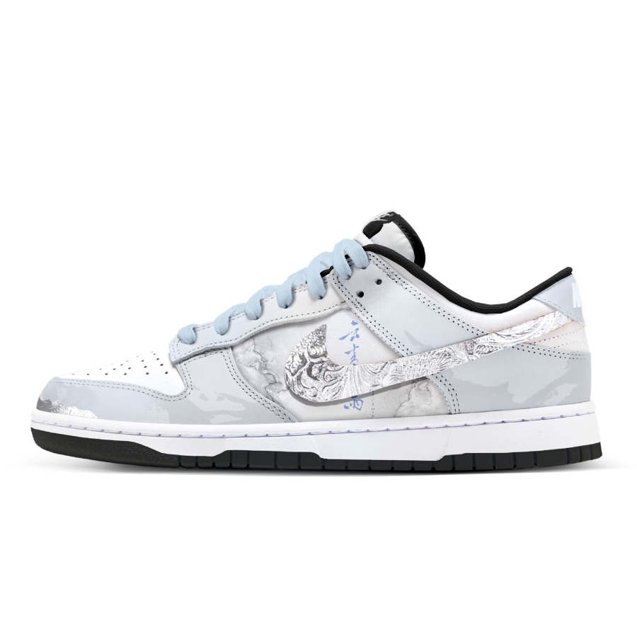 Nike Nike Dunk Slip Resistant Abrasion Resistant Low top Kids' Skateboarding Shoes Blue White Teenagers