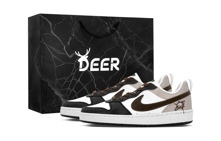 Nike Nike Court Borough DEER Milk Coffee Ice Brew Slip Resistant Abrasion Resistant Low top Kids' Skateboarding Shoes