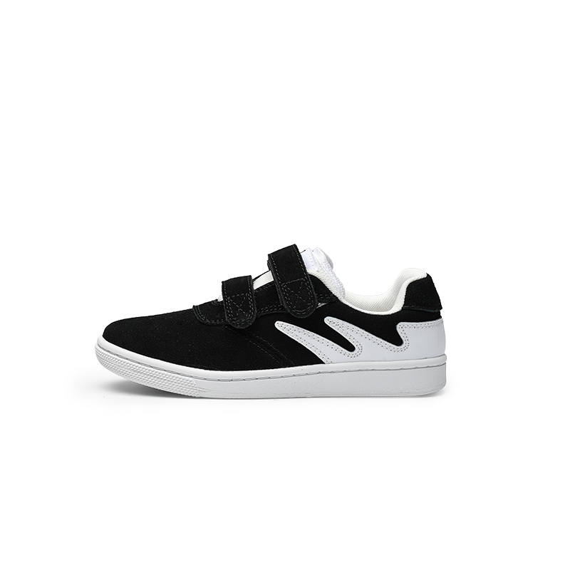 GOLUCK Cow Suede Slip Resistant Cushioning Low top Kids' Skateboarding Shoes Black White Kids'